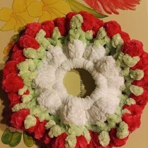 Floral Pom-Pom Hair Scrunchie